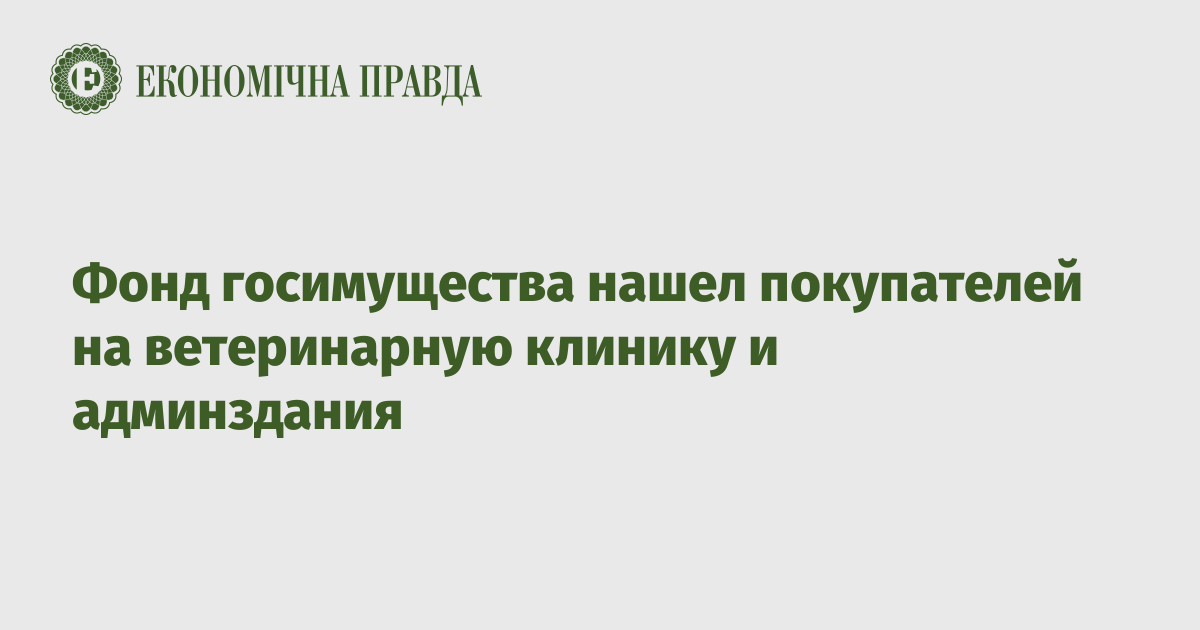 Фонд госимущества нашел покупателей на ветеринарную клинику и админздания