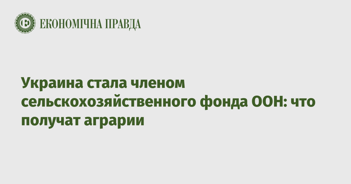 Украина стала членом сельскохозяйственного фонда ООН: что получат аграрии